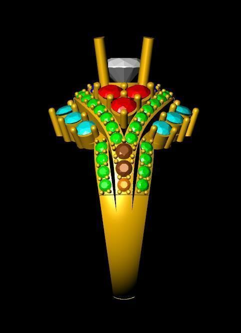 DiamondRing gold and diamond ring 3D print model_1