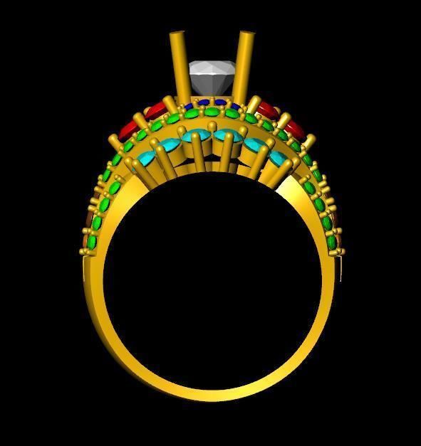 DiamondRing gold and diamond ring 3D print model_2