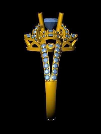 DiamondRing gold ring with topaz and diamonds 3D print model_1