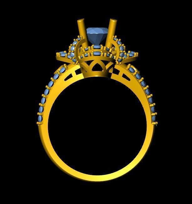 DiamondRing gold ring with topaz and diamonds 3D print model_2