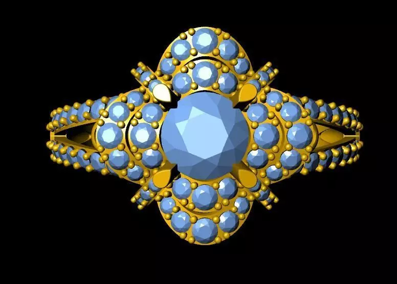 DiamondRing gold ring with topaz and diamonds 3D print model_0