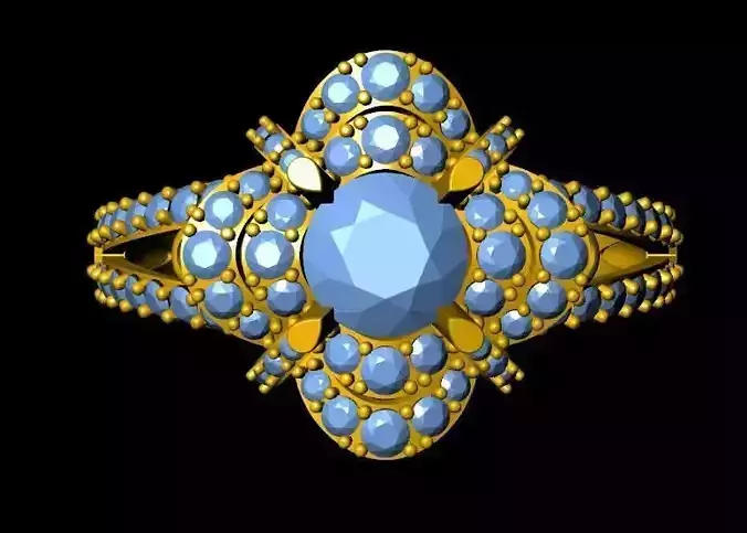 DiamondRing gold ring with topaz and diamonds