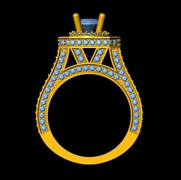 DiamondRing gold ring with stones 3D print model_2