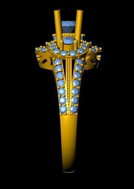 DiamondRing gold ring with stones 3D print model_1