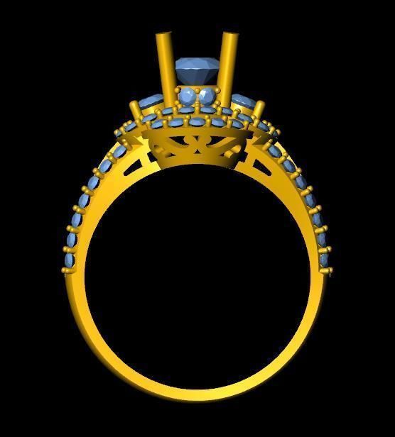 DiamondRing gold ring with stones 3D print model_2