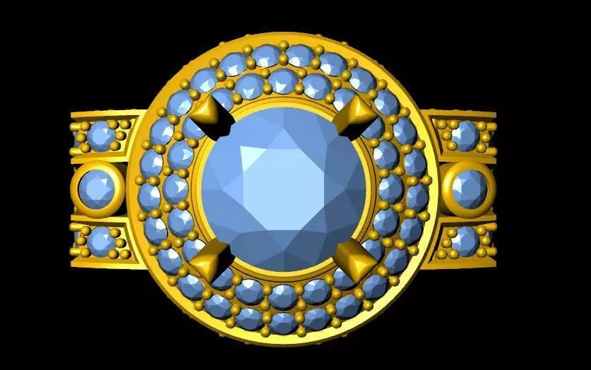 DiamondRing engagement ring with stones 3D print model_0