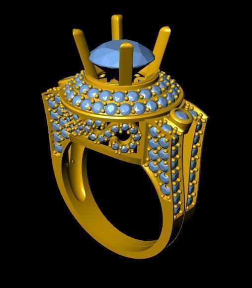 DiamondRing engagement ring with stones 3D print model_3