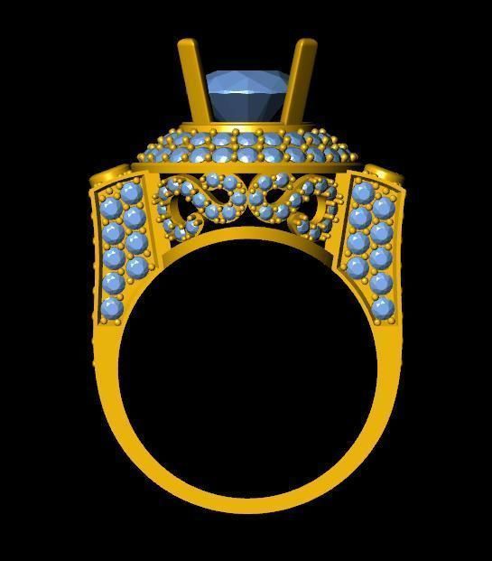 DiamondRing engagement ring with stones 3D print model_2