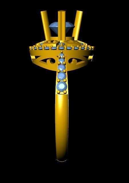 DiamondRing gold ring with diamonds and sapphires 3D print model_1