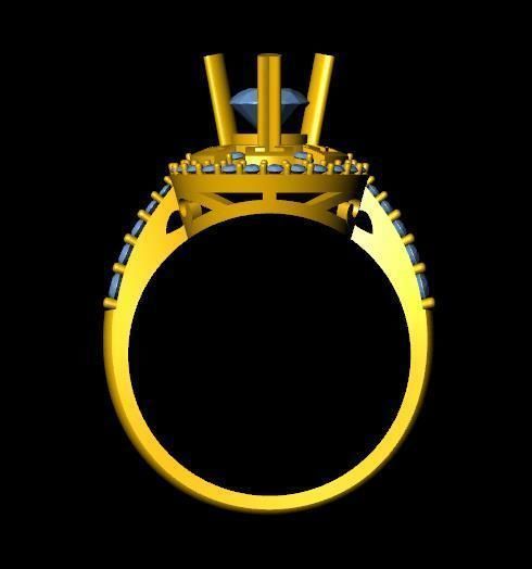 DiamondRing gold ring with diamonds and sapphires 3D print model_2