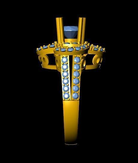 DiamondRing gold ring with stones 3D print model_1