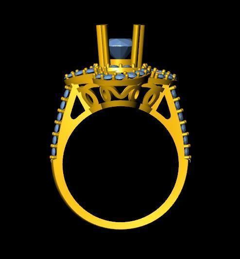 DiamondRing gold ring with stones 3D print model_2