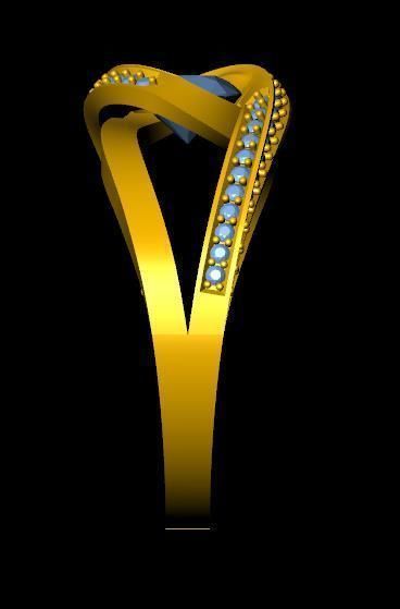 DiamondRing gold ring with stones 3D print model_1