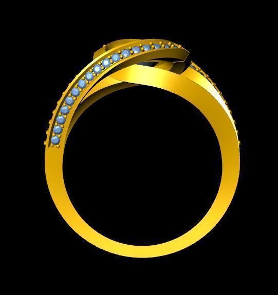 DiamondRing gold ring with stones 3D print model_2