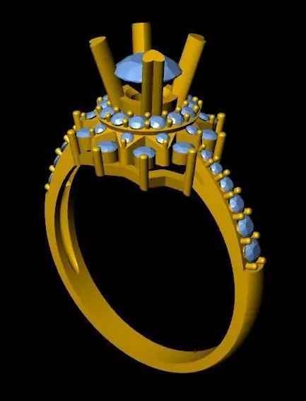 DiamondRing engagement ring with stones 3D print model