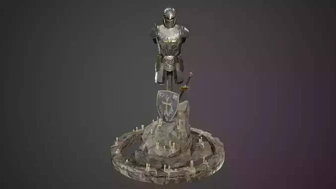 Medieval King Statue Game Ready