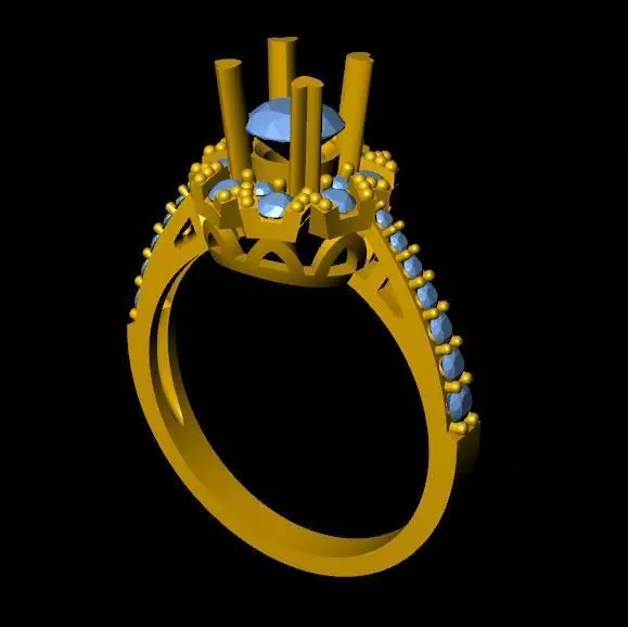 DiamondRing engagement ring with topaz 3D print model_0