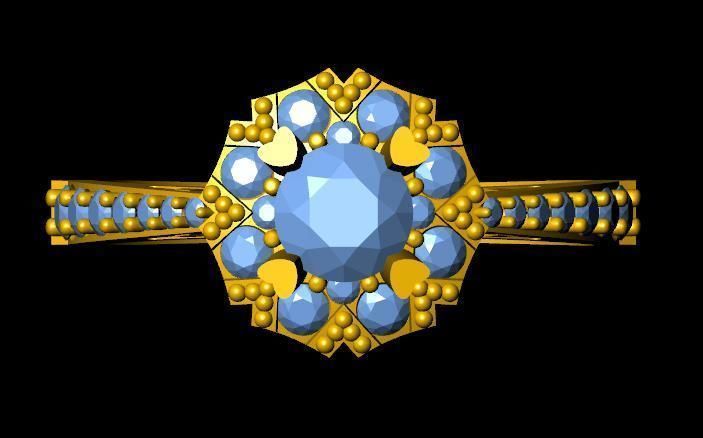 DiamondRing engagement ring with topaz 3D print model_1