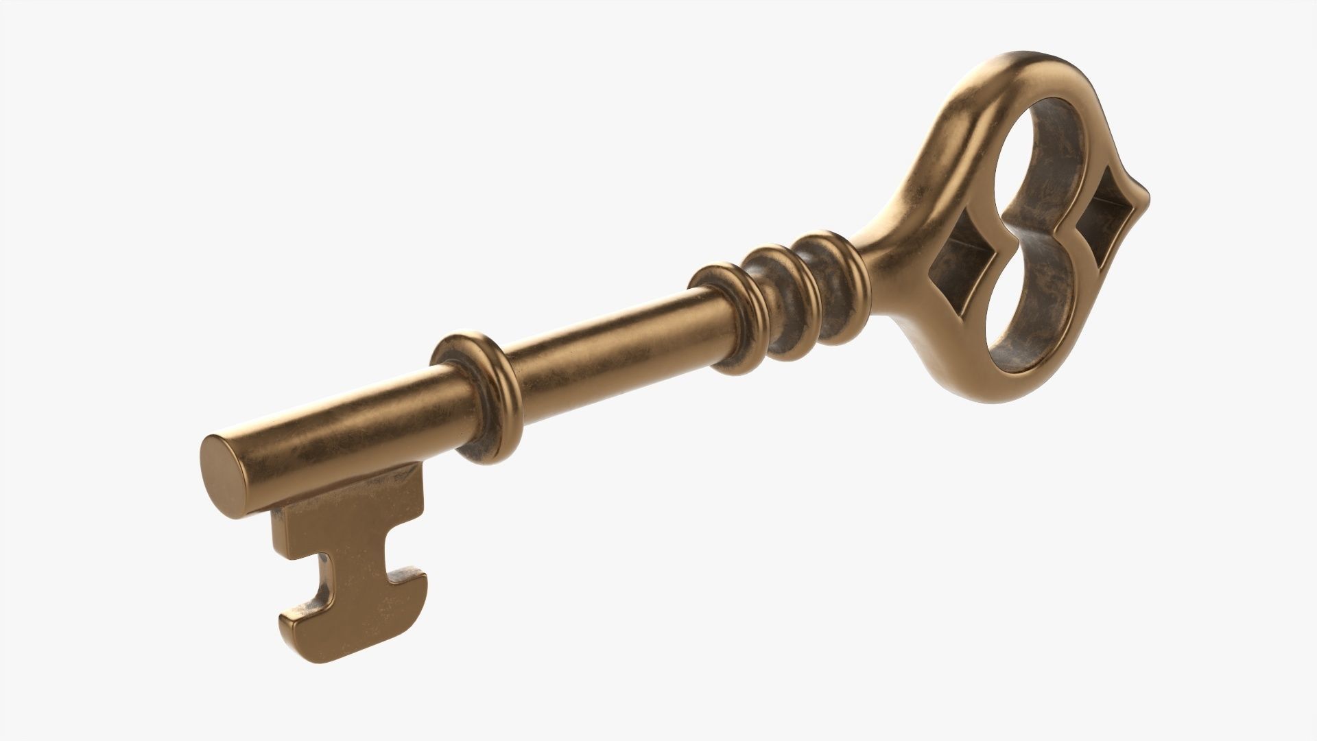 Antique brass key 3D model_2