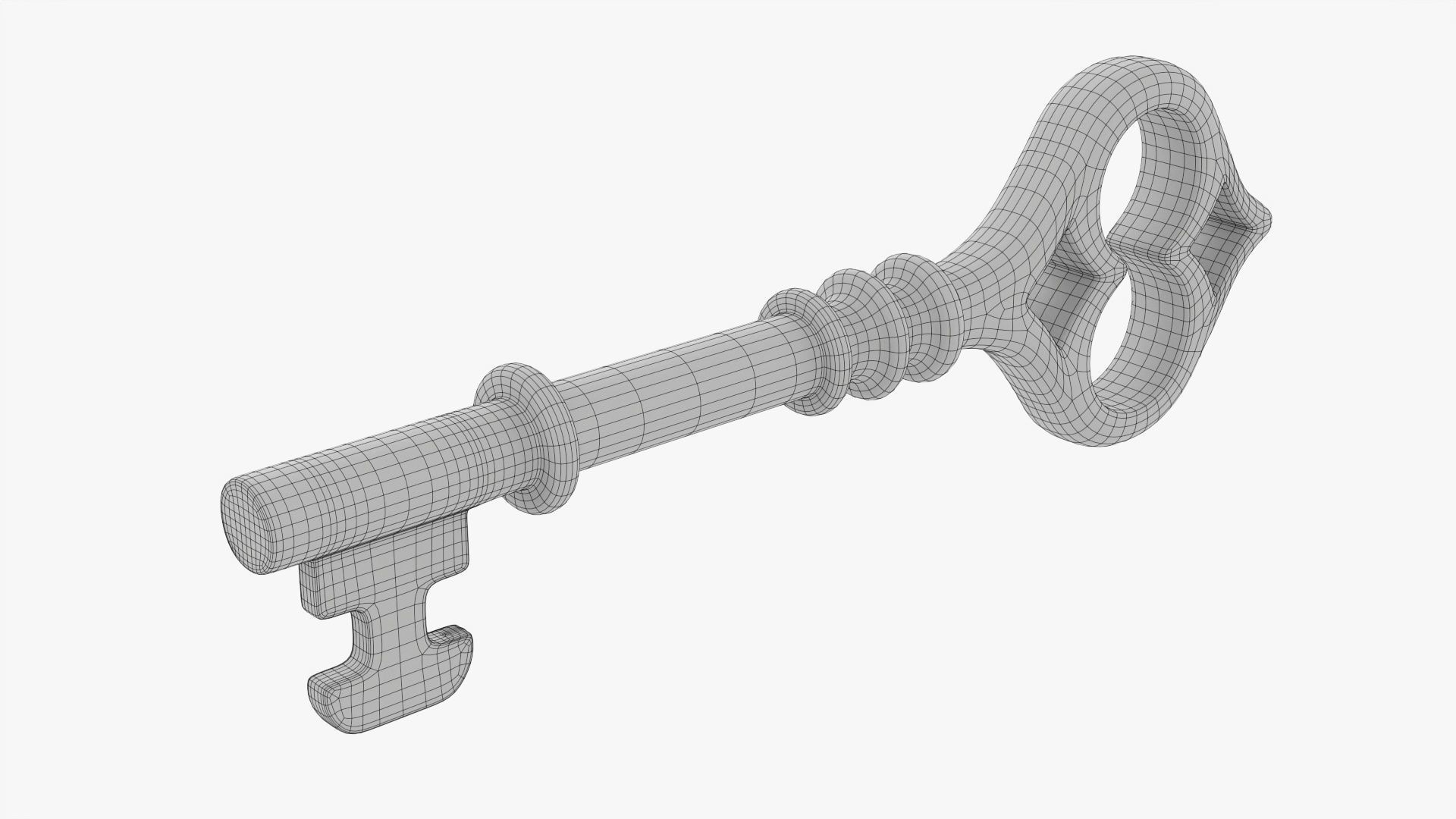 Antique brass key 3D model_7