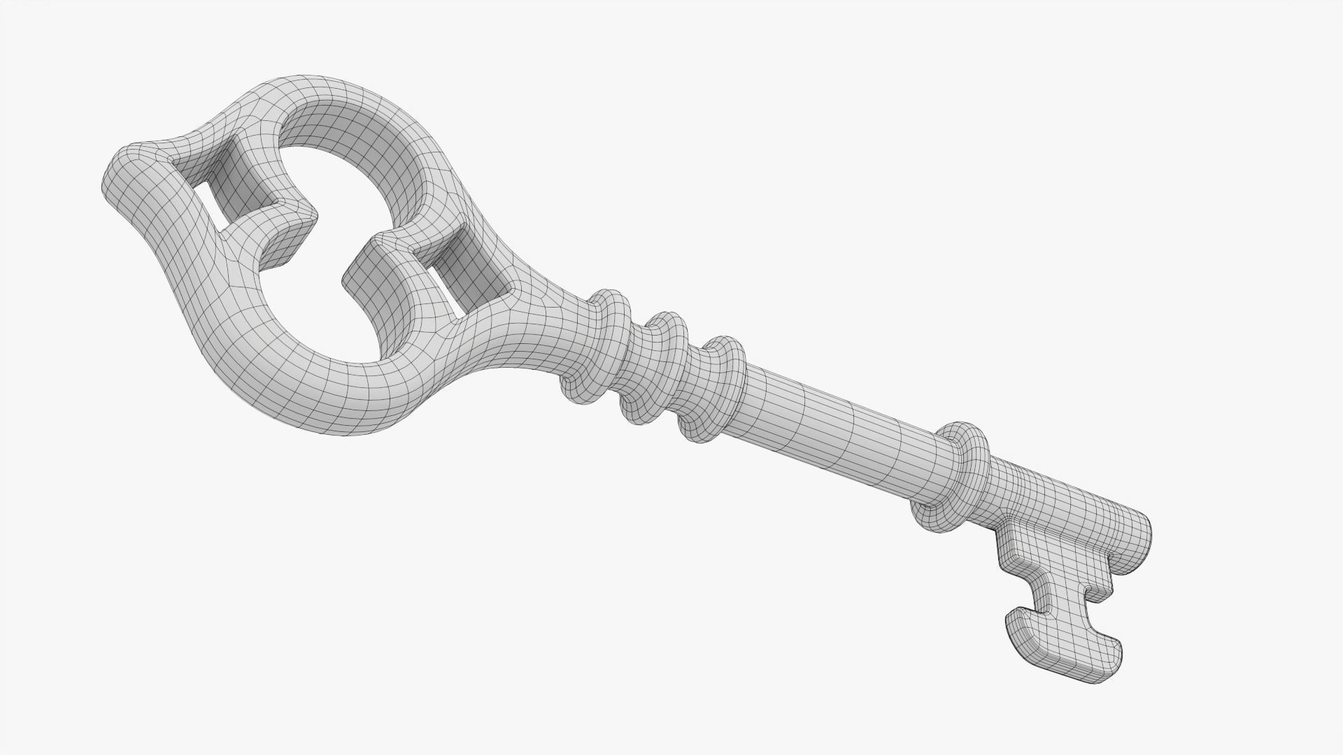 Antique brass key 3D model_8