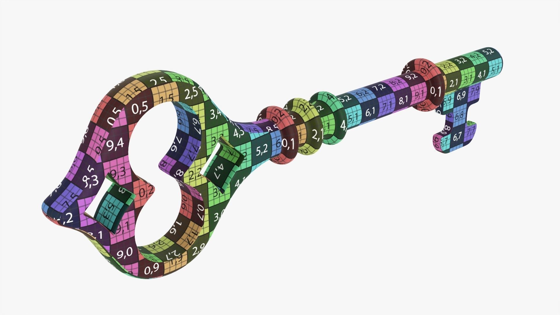 Antique brass key 3D model_10