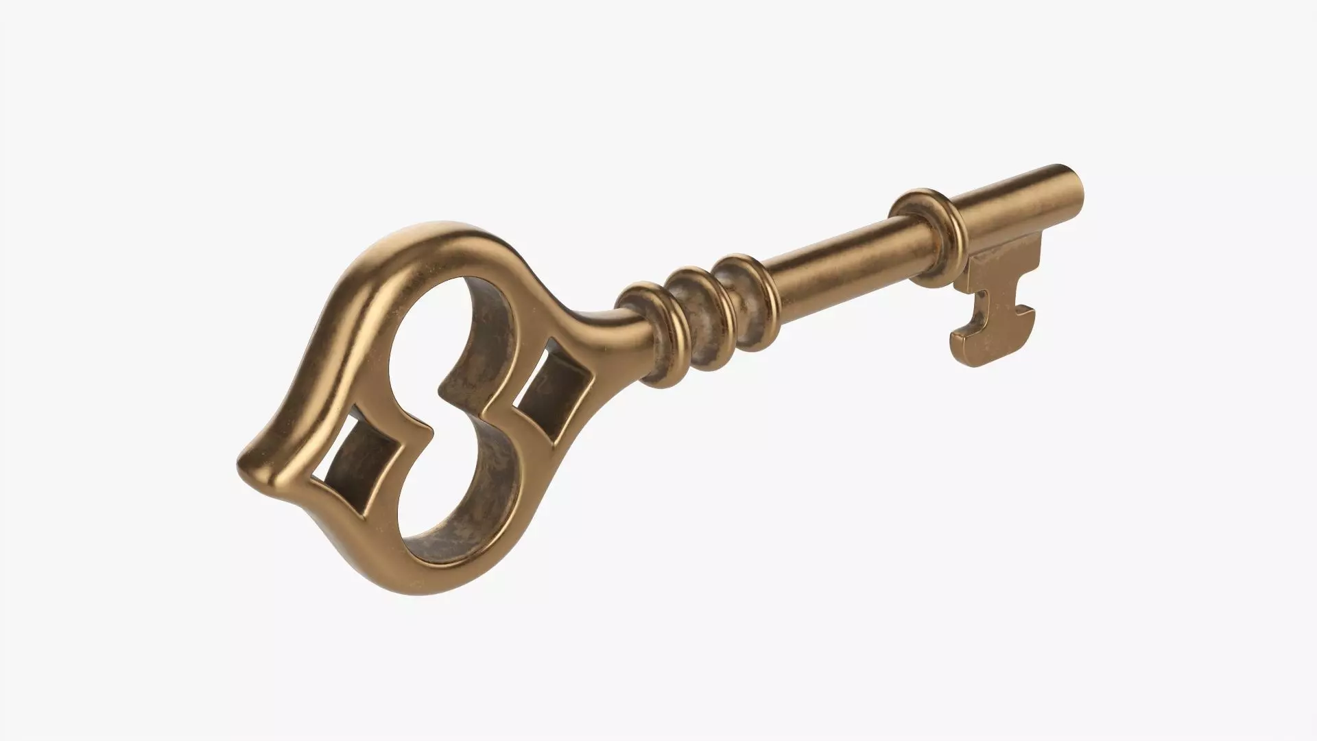 Antique brass key 3D model_0