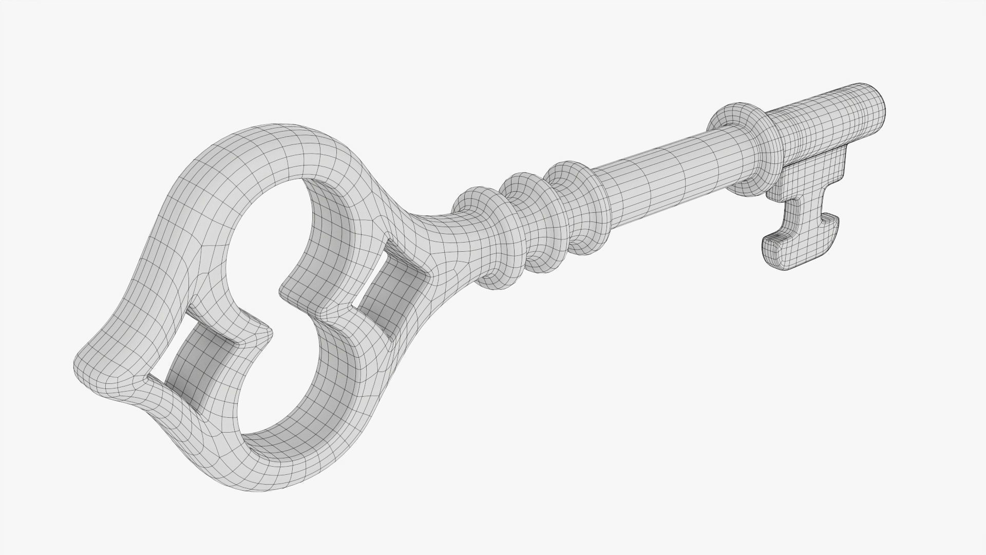 Antique brass key 3D model_6