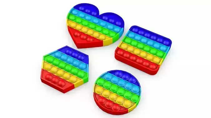 Pop It Push Bubble Fidget Toys Low-poly 3D model
