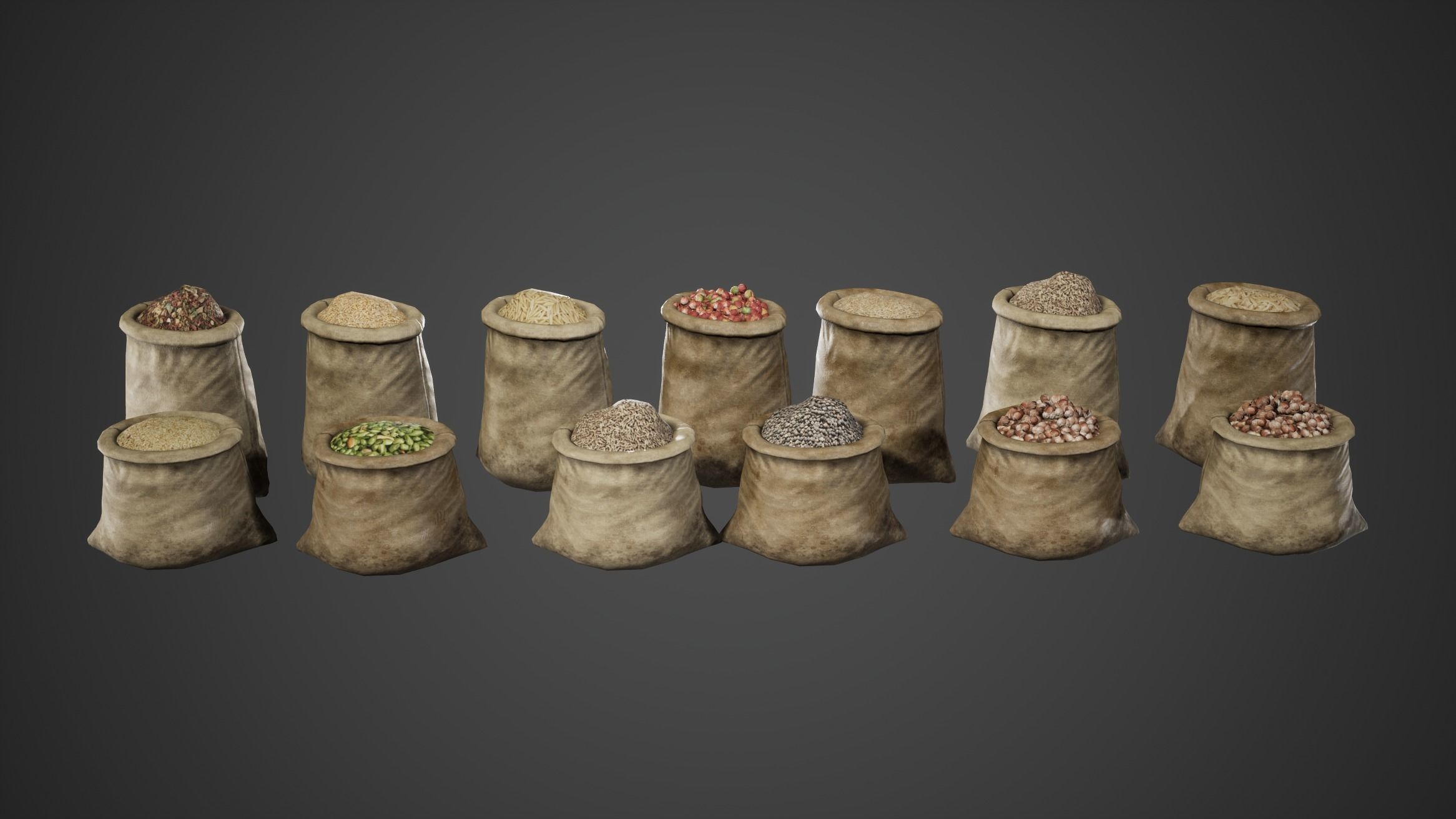 Medieval Sack Bag Game Ready Low-poly 3D model_1