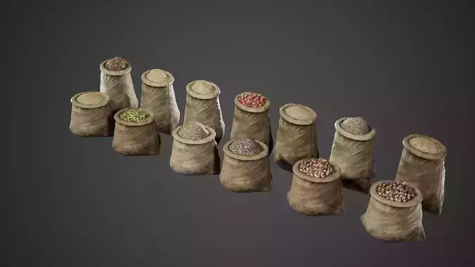 Medieval Sack Bag Game Ready Low-poly 3D model