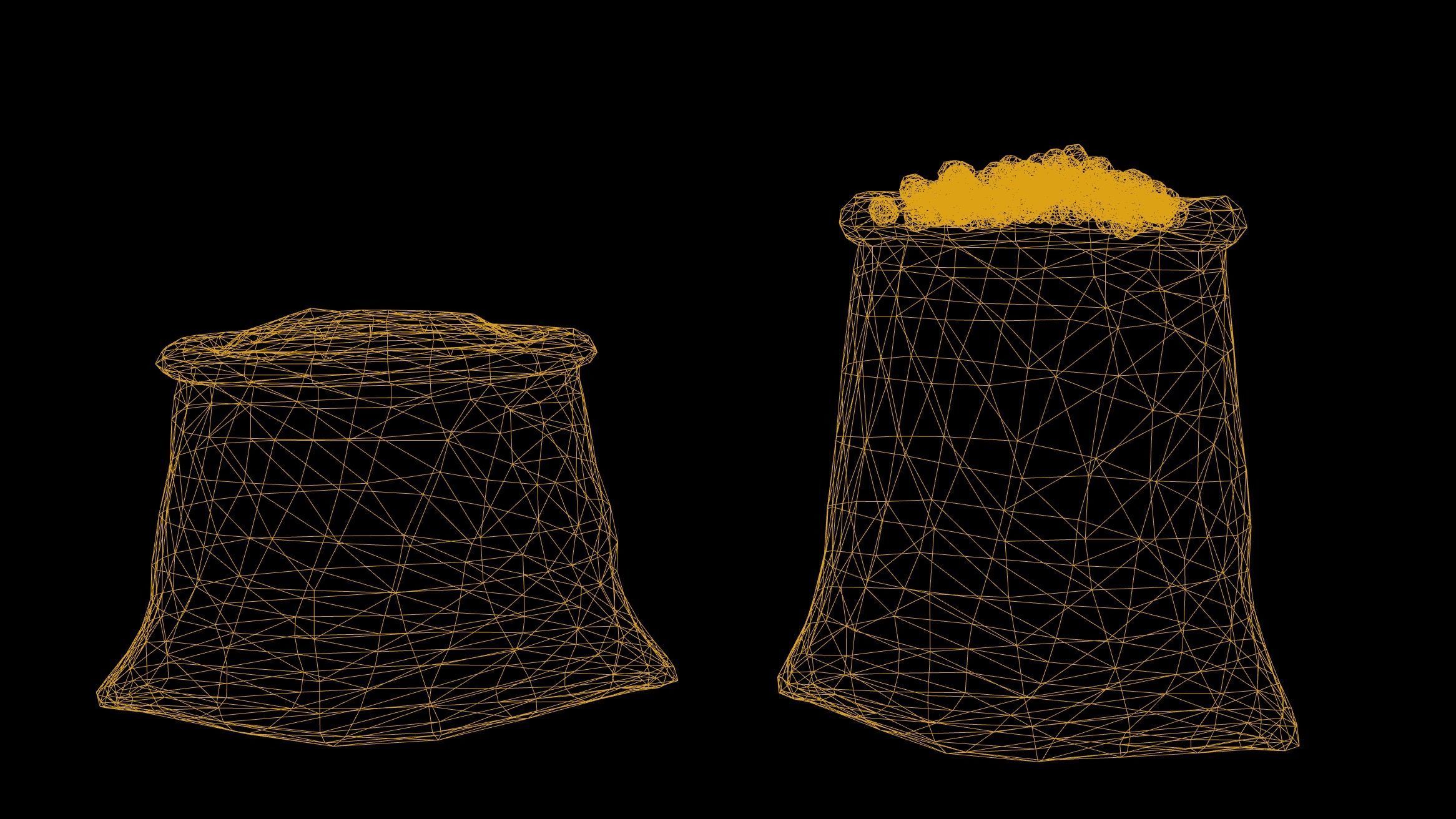 Medieval Sack Bag Game Ready Low-poly 3D model_4