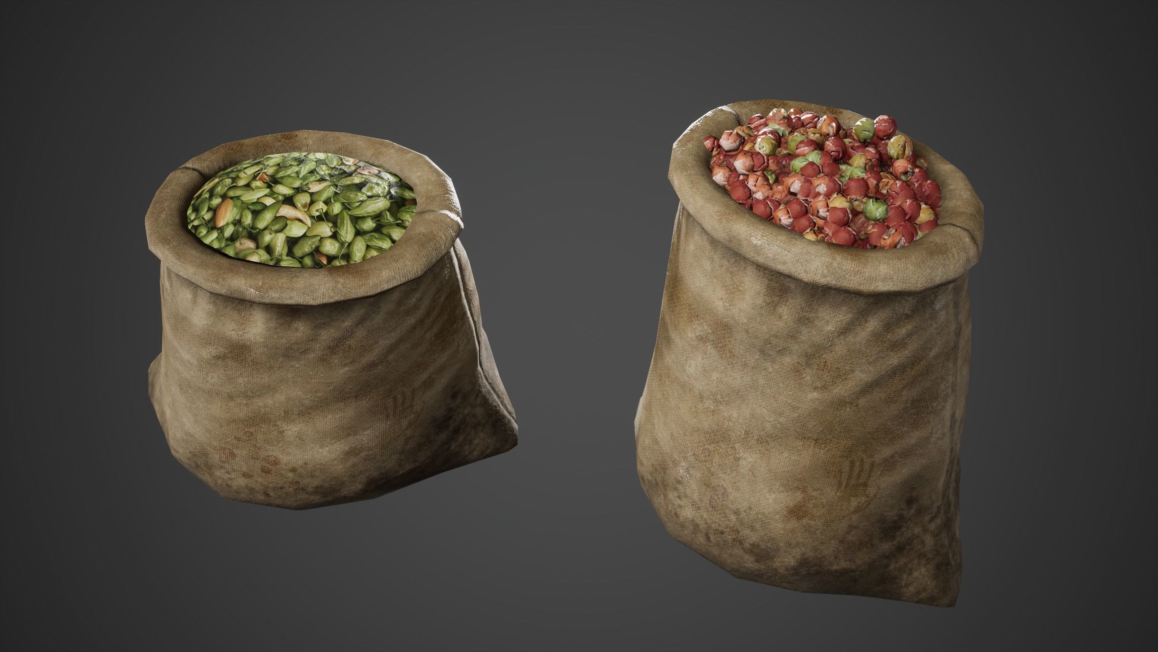 Medieval Sack Bag Game Ready Low-poly 3D model_3