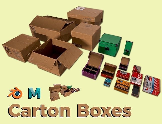 Carton Boxes Low-poly 3D model