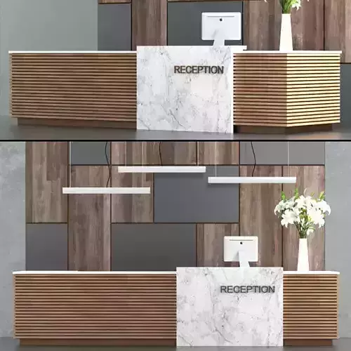 Reception 9 desk with marble and wood