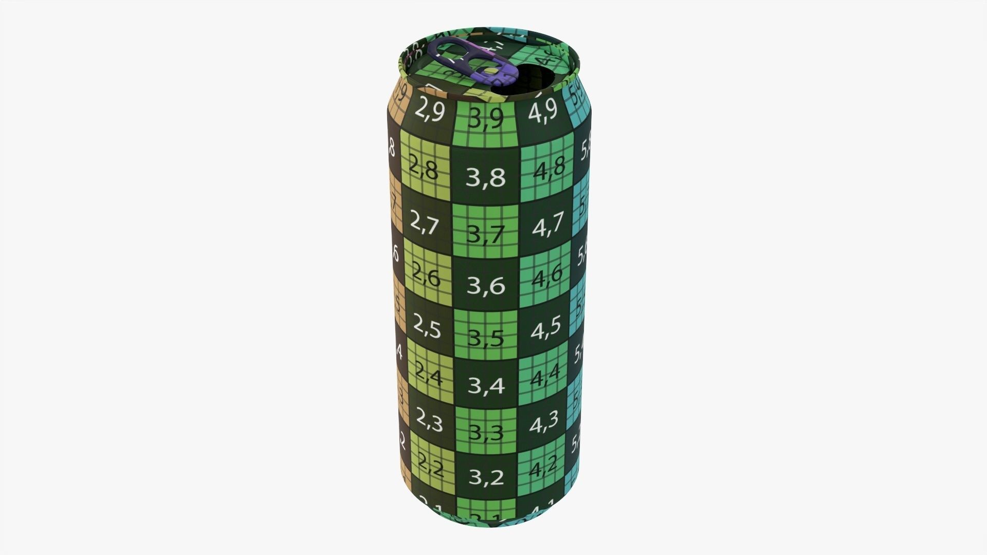 Opened standard beverage can 500 ml 16-9 oz 3D model_11