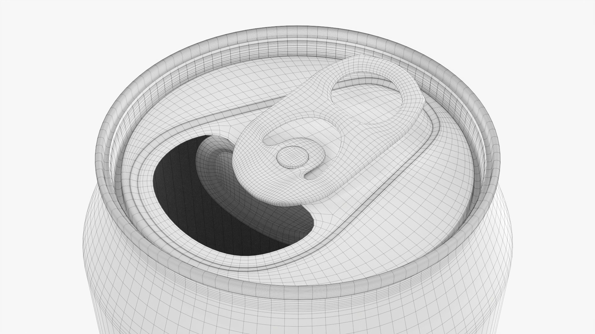Opened standard beverage can 500 ml 16-9 oz 3D model_8