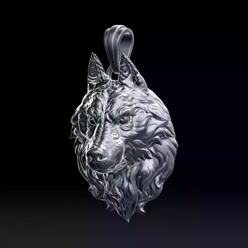 Wolf head  pendant 3D model