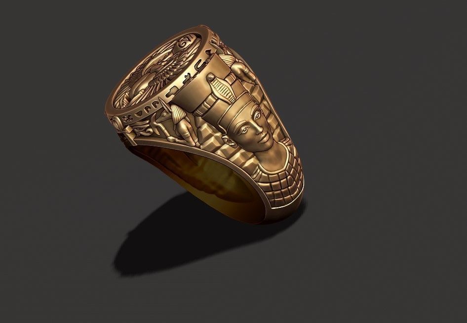 egyptian pharaoh queen ring 3D print model_6