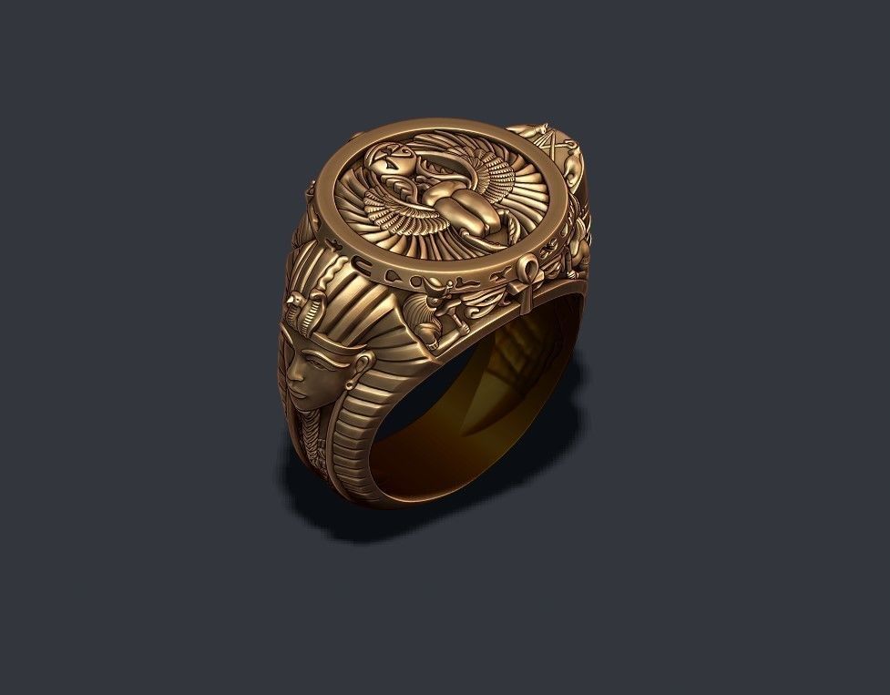 egyptian pharaoh queen ring 3D print model_4