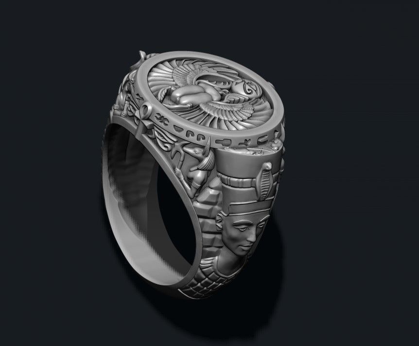 egyptian pharaoh queen ring 3D print model_2