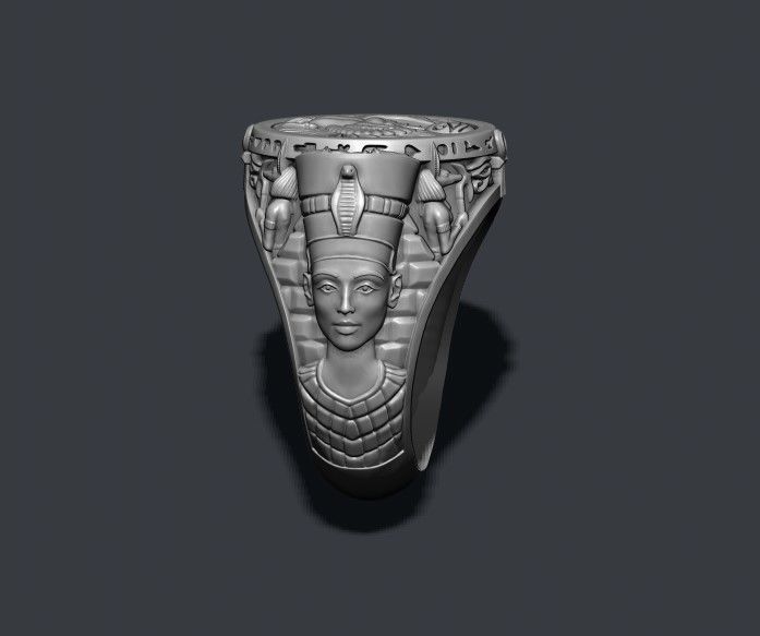 egyptian pharaoh queen ring 3D print model_1