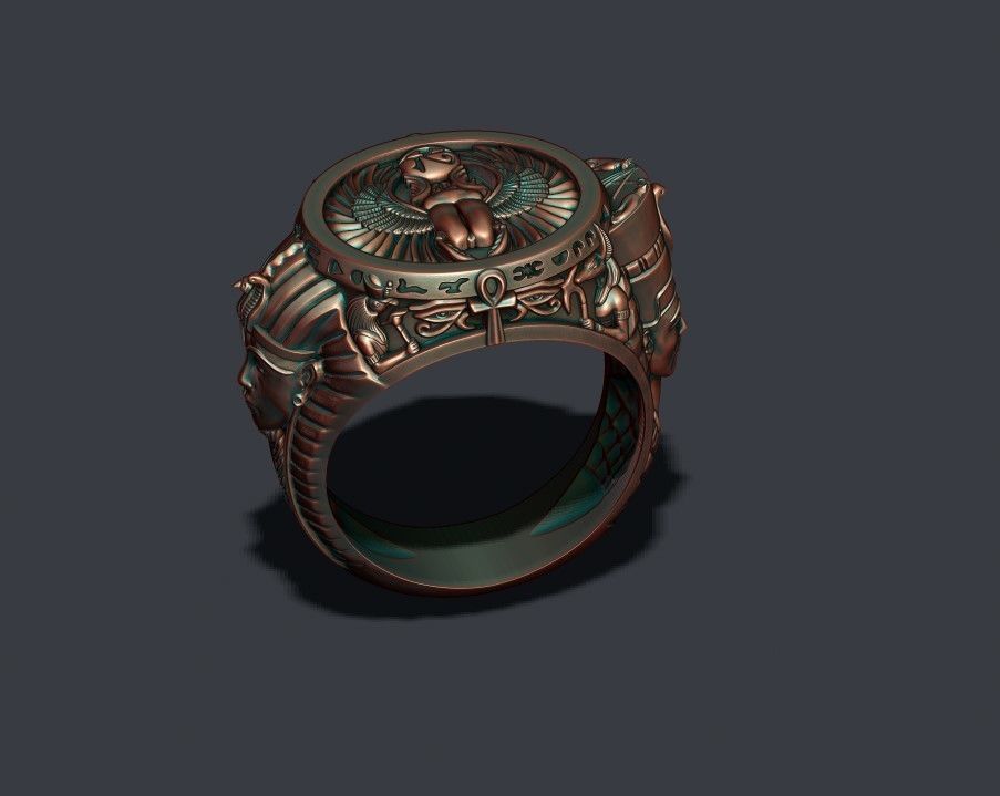 egyptian pharaoh queen ring 3D print model_9