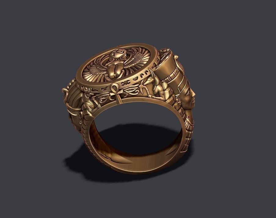 egyptian pharaoh queen ring 3D print model_5