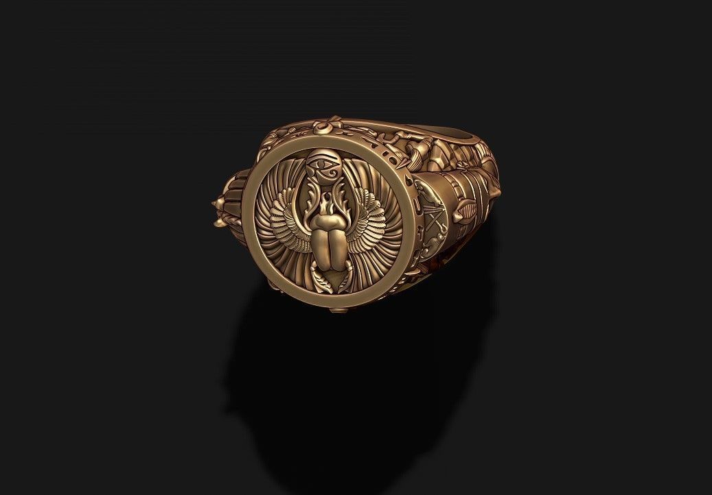 egyptian pharaoh queen ring 3D print model_8