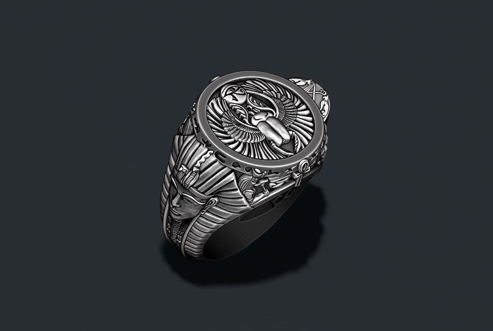 egyptian pharaoh queen ring 3D print model_12