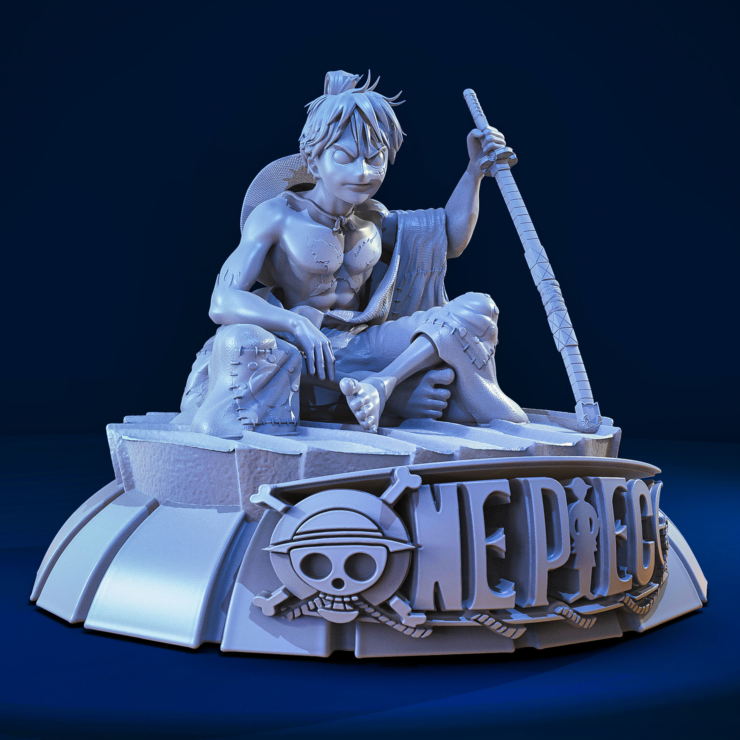Luffy  samurai 3D print model_3