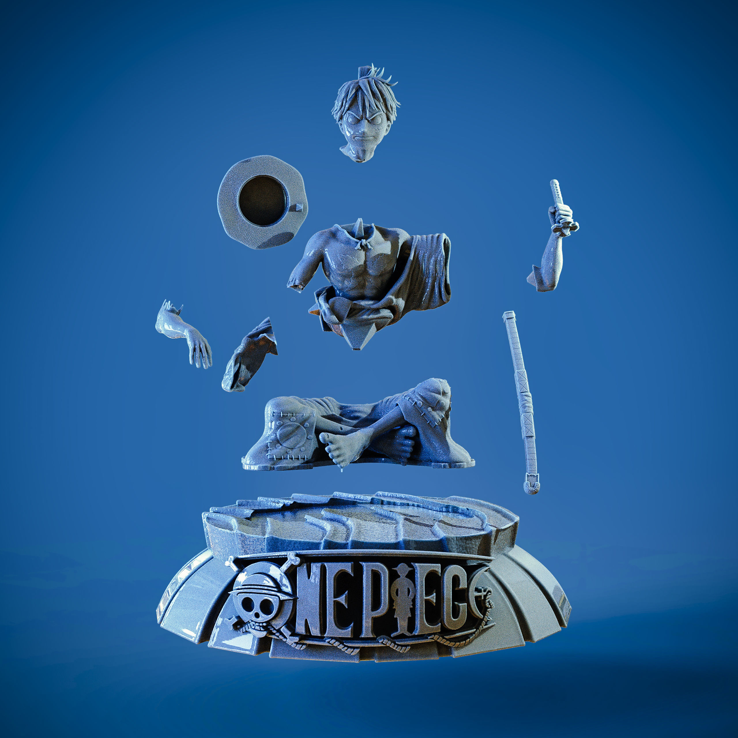 Luffy  samurai 3D print model_6