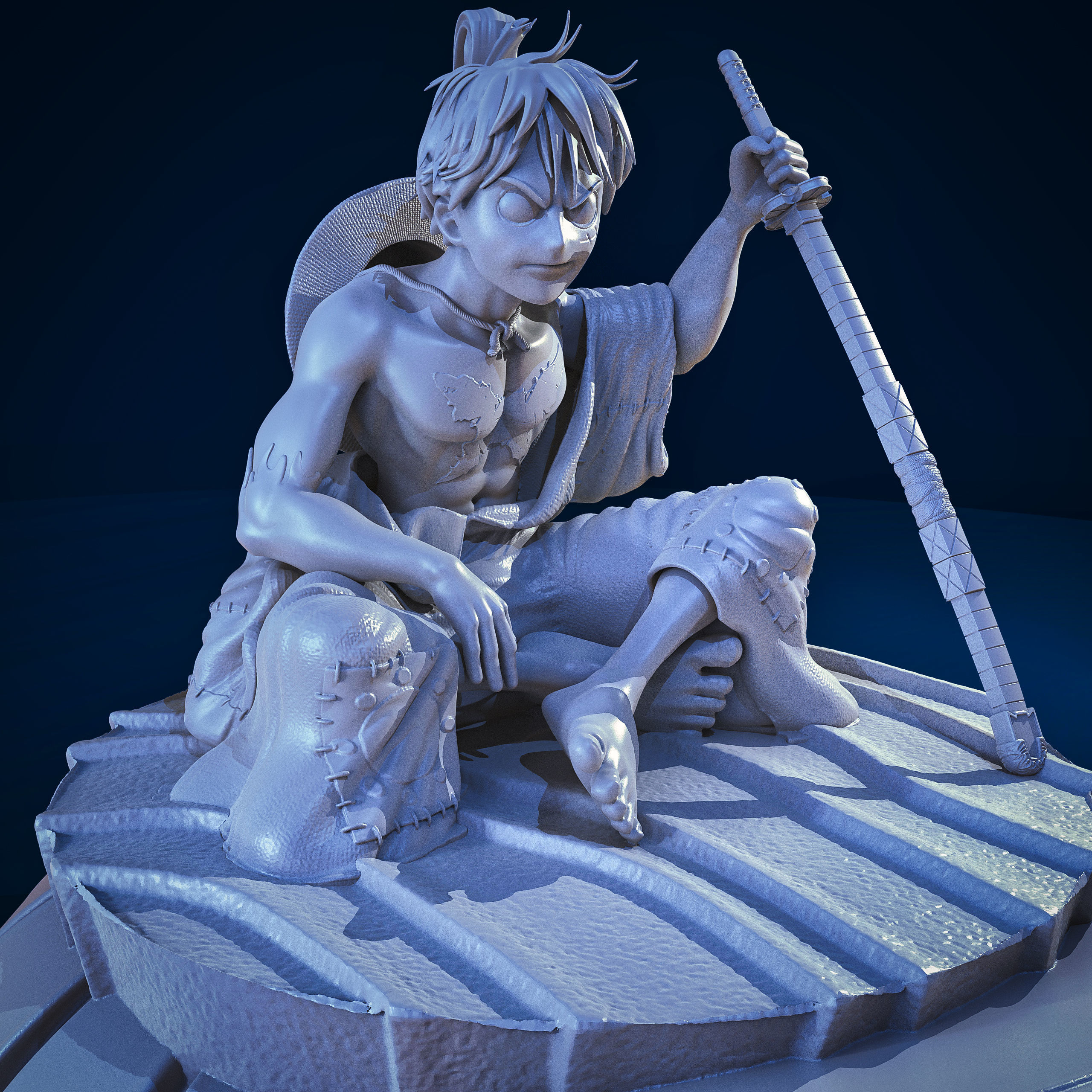 Luffy  samurai 3D print model_2