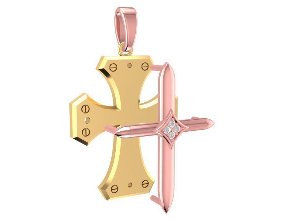 Cross pendant 1870 3D print model_4